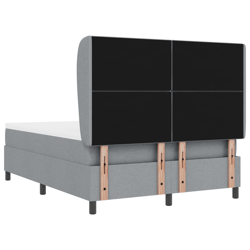 Boxspringbett mit Matratze - Hellgrau, 140x200 cm, Stoff