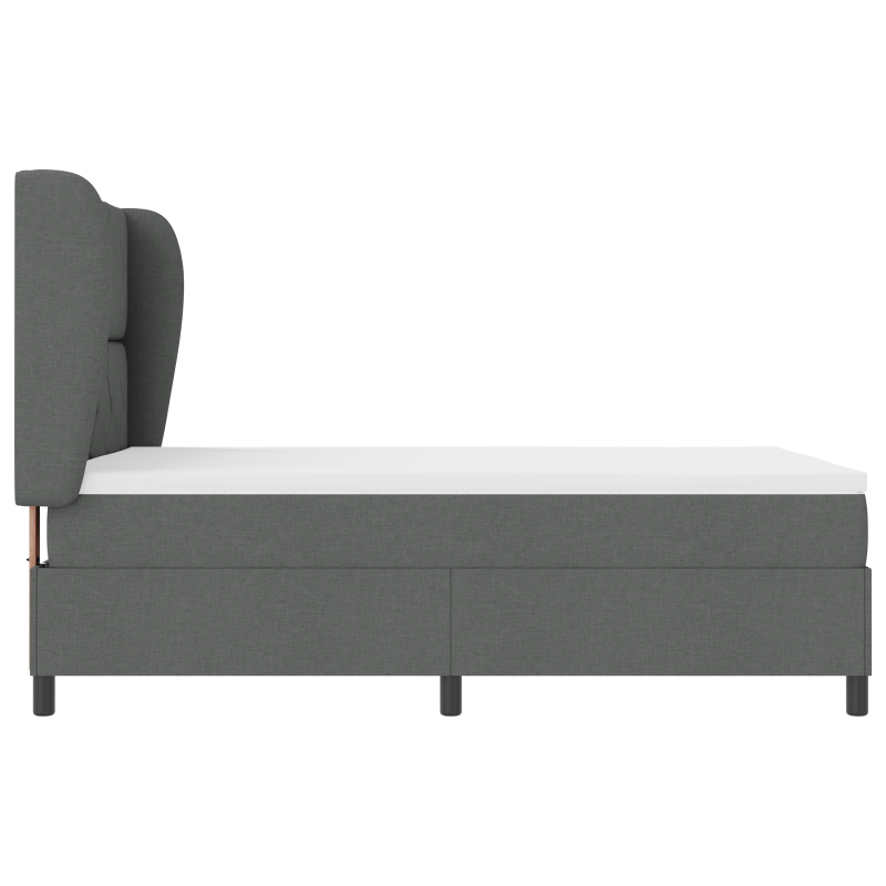 Boxspringbett mit Matratze in Dunkelgrau, 140x200 cm Stoff