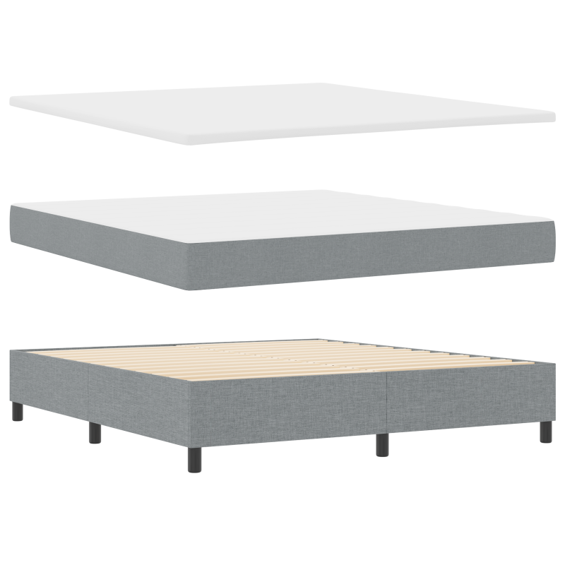 Boxspringbett mit Matratze - Hellgrau, 180x200 cm, Stoff