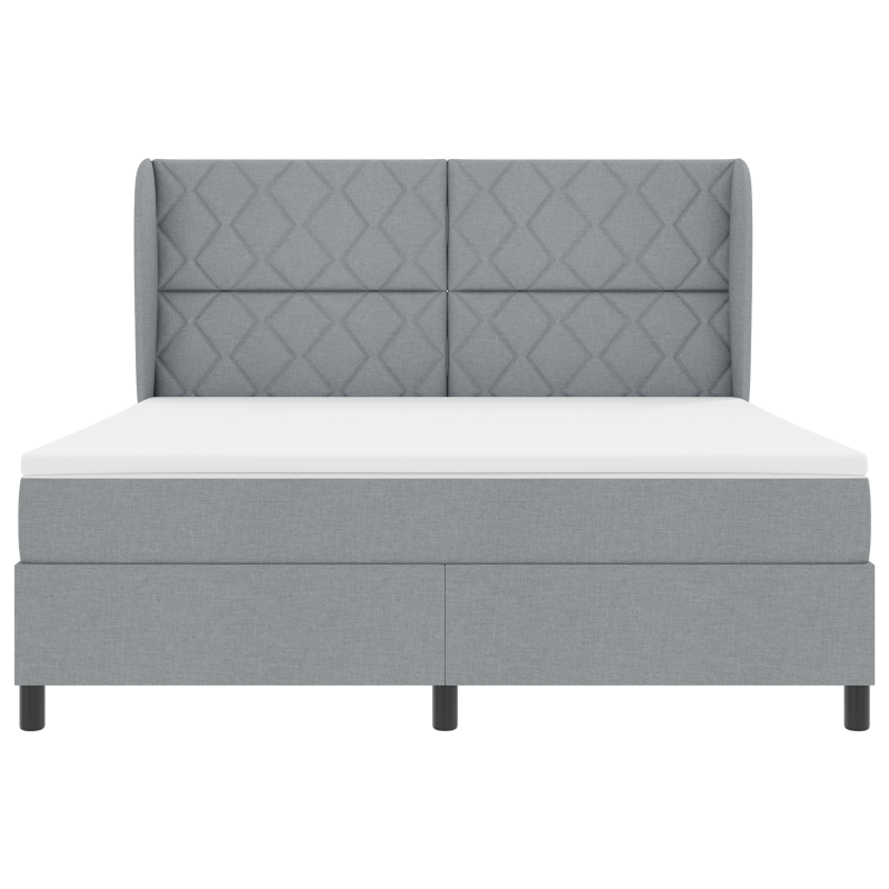 Boxspringbett mit Matratze - Hellgrau, 180x200 cm, Stoff