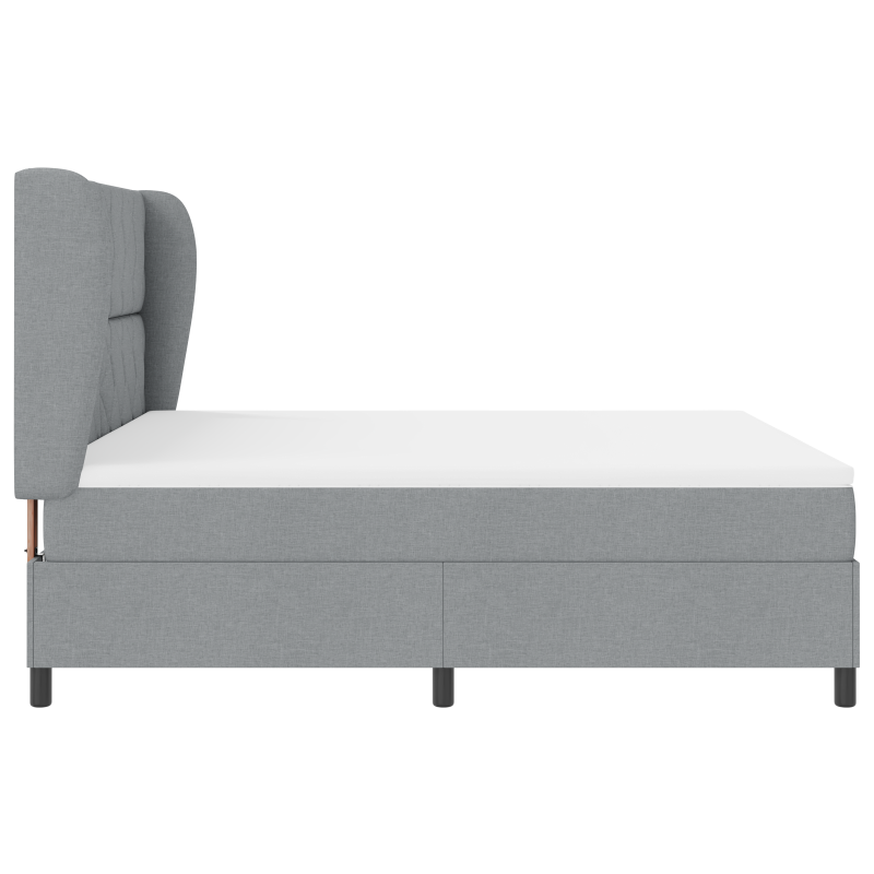 Boxspringbett mit Matratze - Hellgrau, 180x200 cm, Stoff