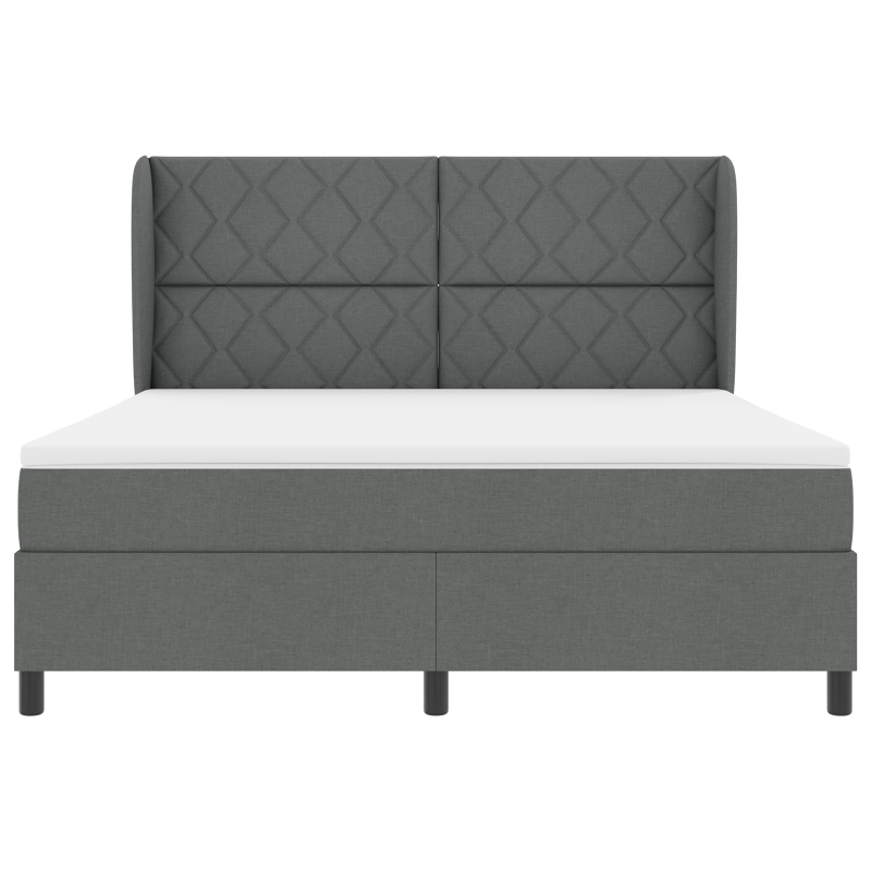Boxspringbett mit Matratze in Dunkelgrau, 180x200 cm Stoff