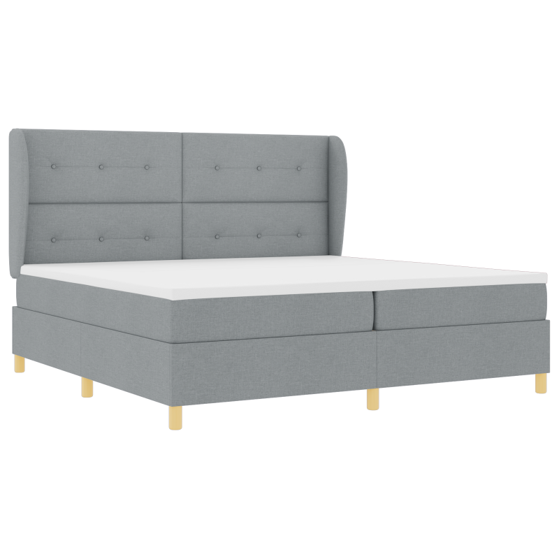 Boxspringbett mit Matratze in Hellgrau, 200x200 cm, Stoff