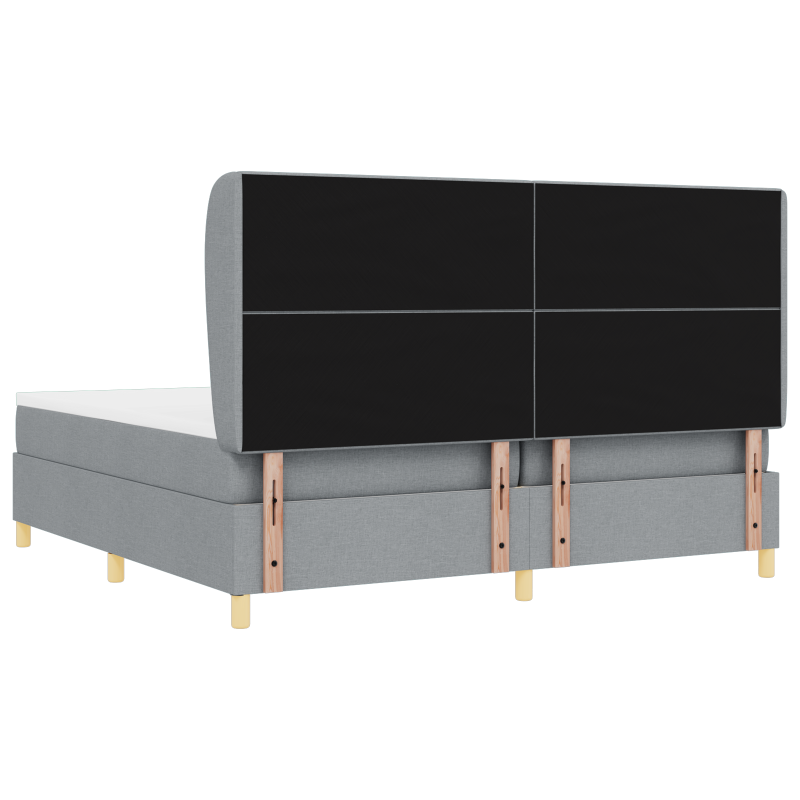 Boxspringbett mit Matratze in Hellgrau, 200x200 cm, Stoff