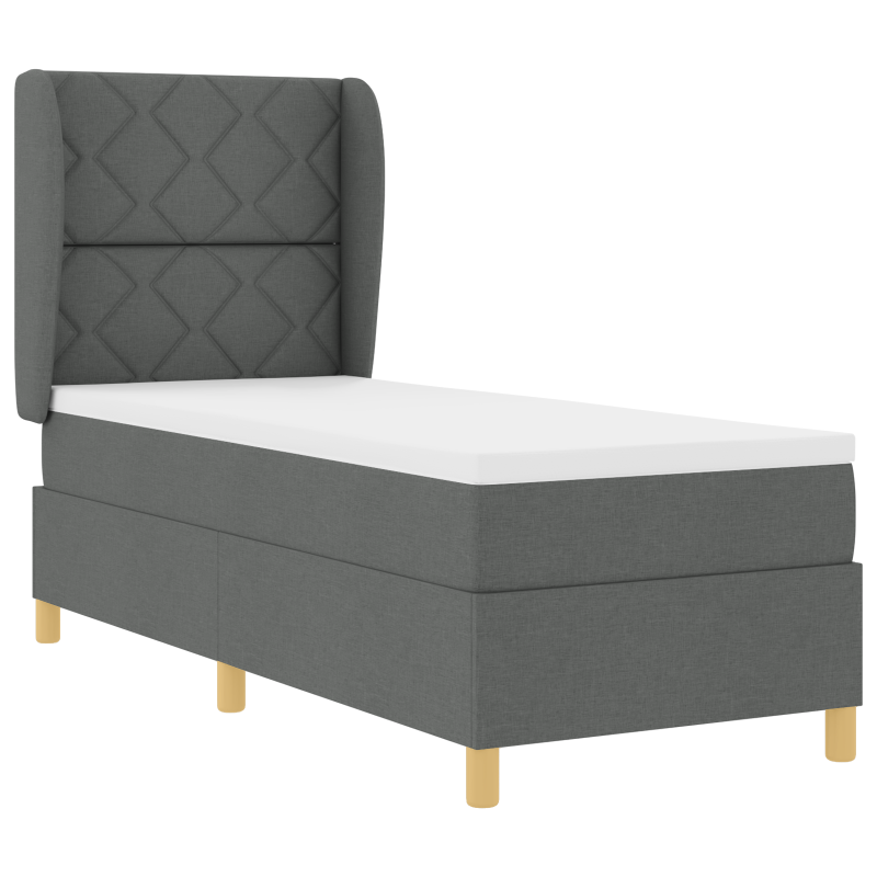 Boxspringbett mit Matratze Dunkelgrau 80x200 cm Stoff