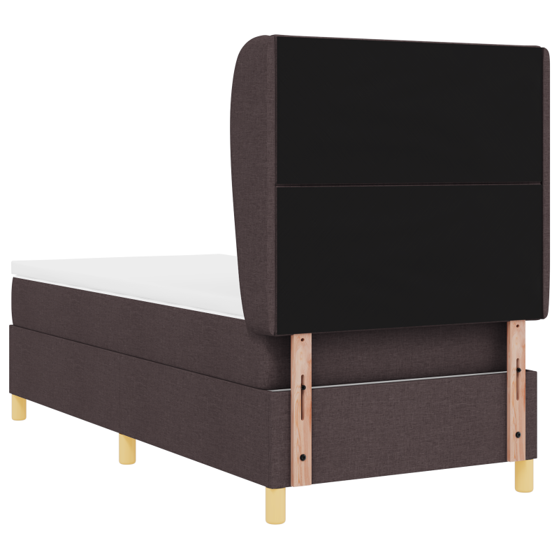 Boxspringbett mit Matratze - Dunkelbraun, 90x200 cm, Stoff