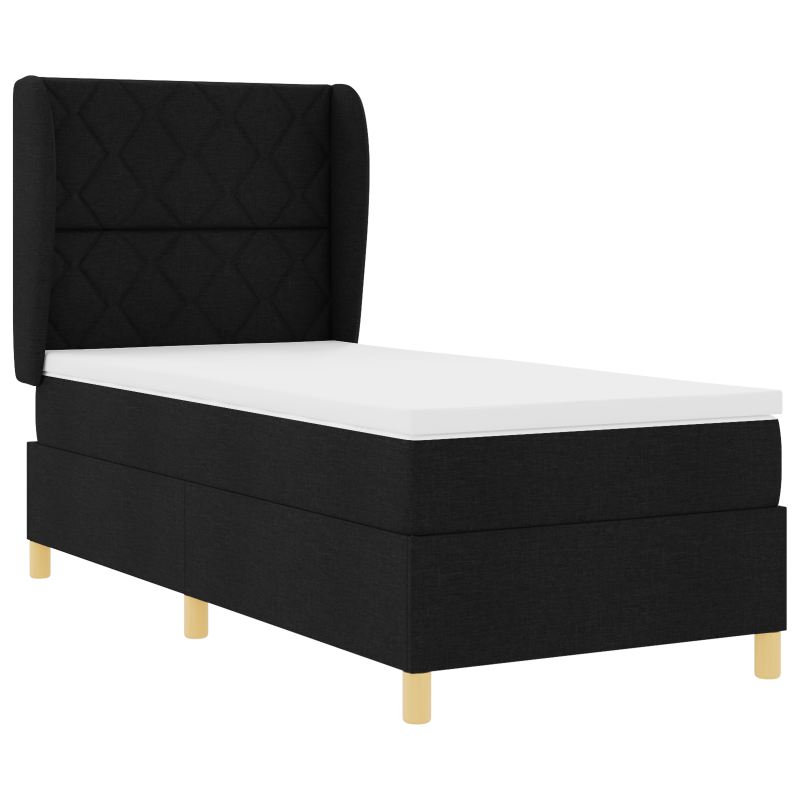 Boxspringbett mit Matratze Schwarz 100x200 cm Stoff