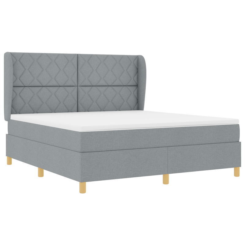 Boxspringbett mit Matratze Hellgrau 180x200 cm Stoff