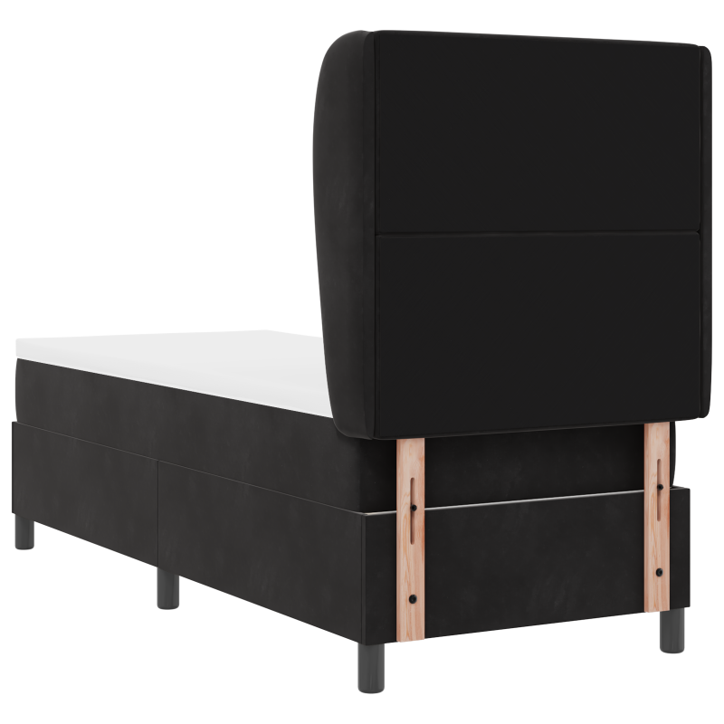 Boxspringbett mit Matratze in Schwarz, 80x200 cm Samt