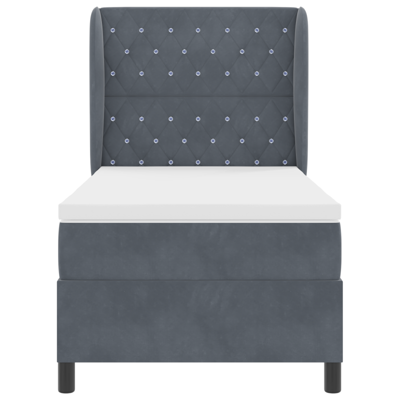 Boxspringbett mit Matratze Dunkelgrau 90x200 cm Samt
