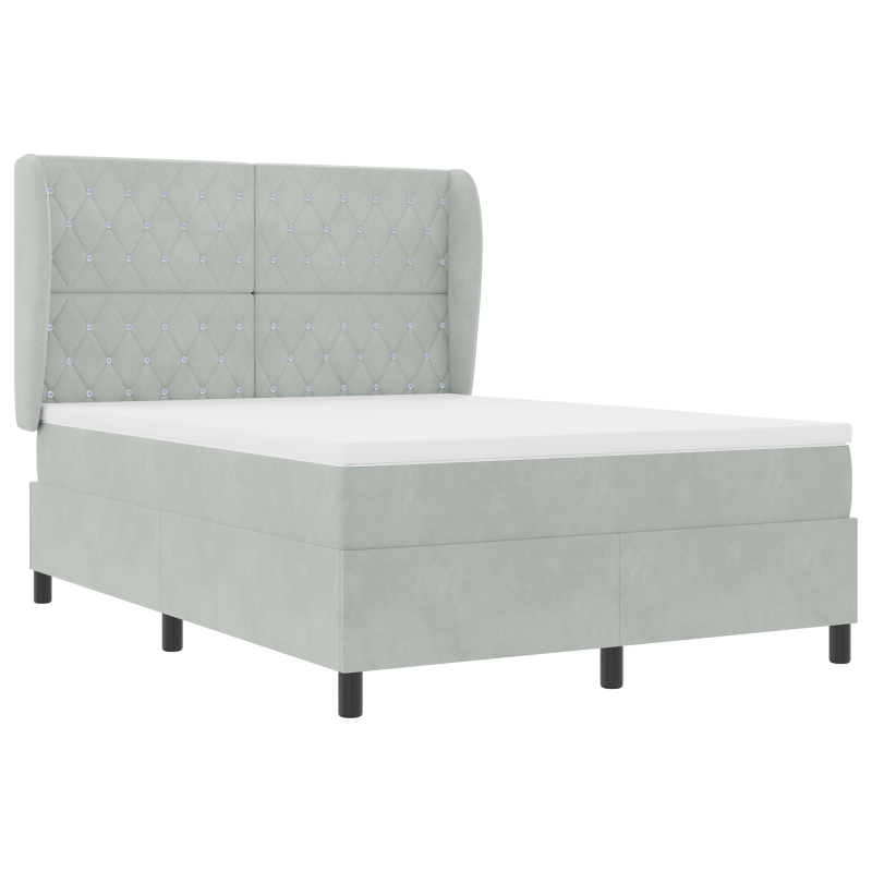 Boxspringbett mit Matratze Hellgrau 140x190 cm Samt