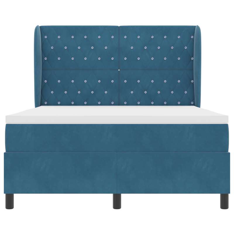 Boxspringbett mit Matratze Dunkelblau 140x190 cm Samt