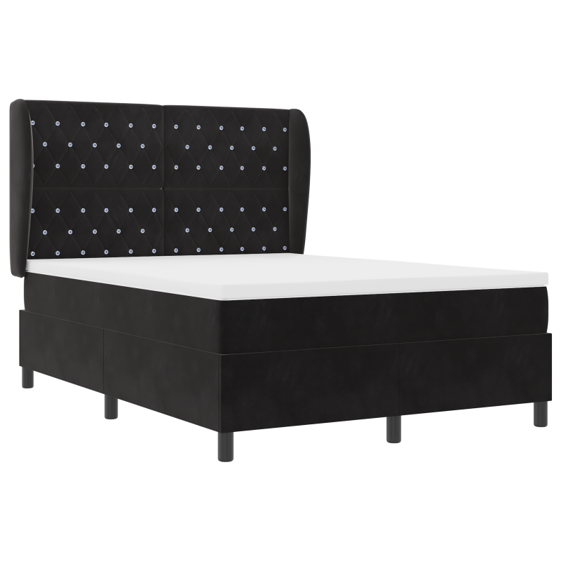 Boxspringbett mit Matratze Schwarz 160x200 cm Samt