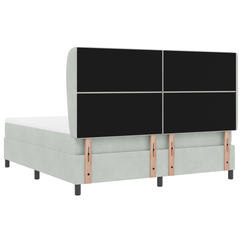 Boxspringbett mit Matratze - Hellgrau, 180x200 cm, Samt