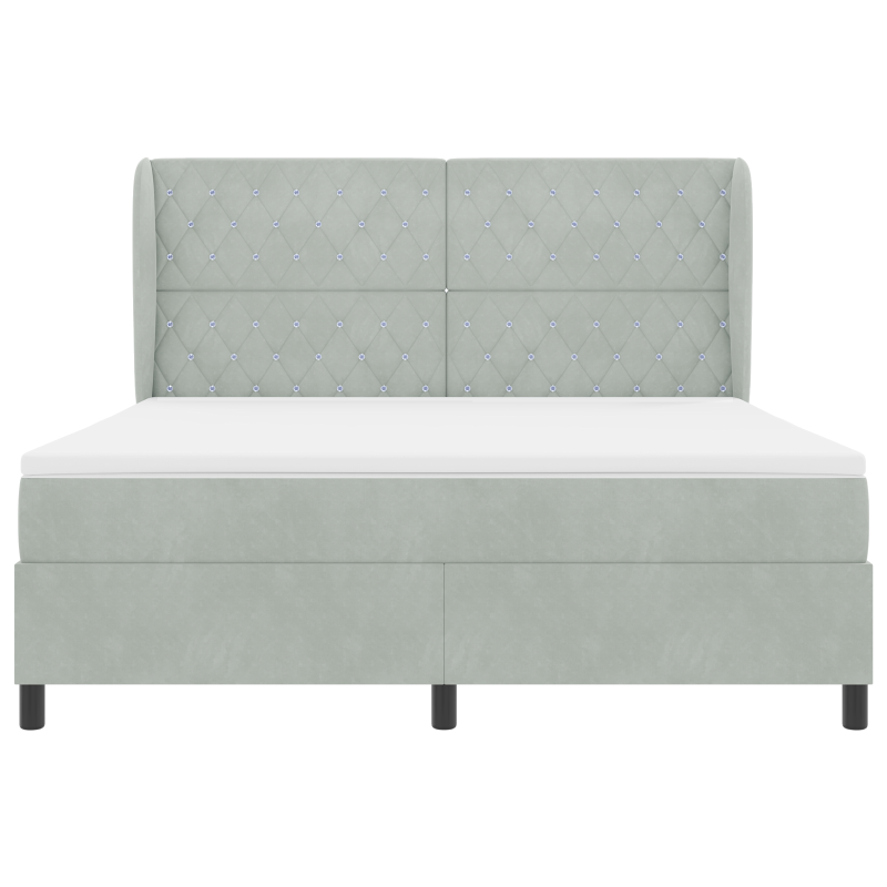 Boxspringbett mit Matratze - Hellgrau, 180x200 cm, Samt
