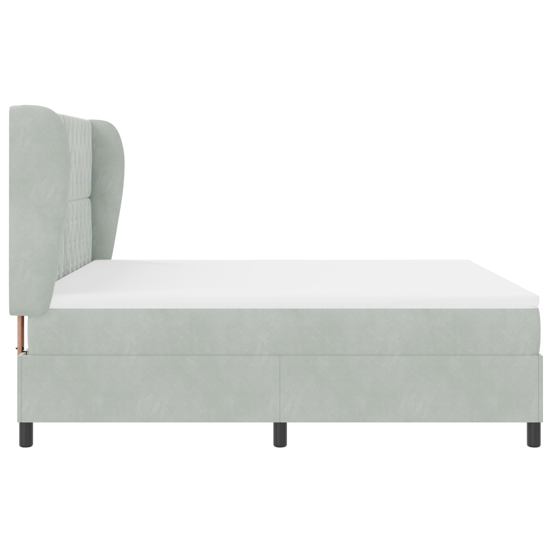 Boxspringbett mit Matratze - Hellgrau, 180x200 cm, Samt