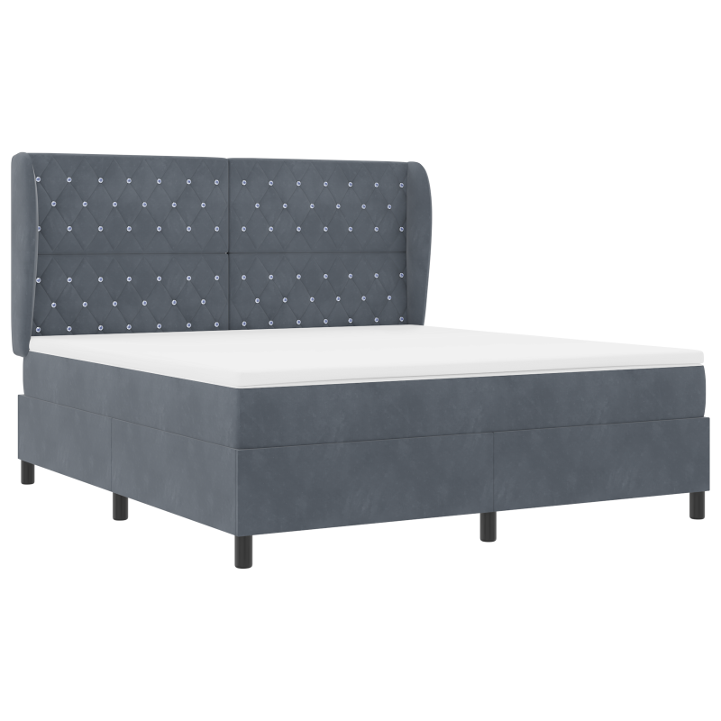 Boxspringbett mit Matratze Dunkelgrau 180x200 cm Samt