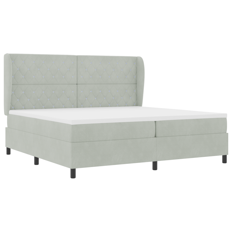 Boxspringbett mit Matratze Hellgrau 200x200 cm Samt