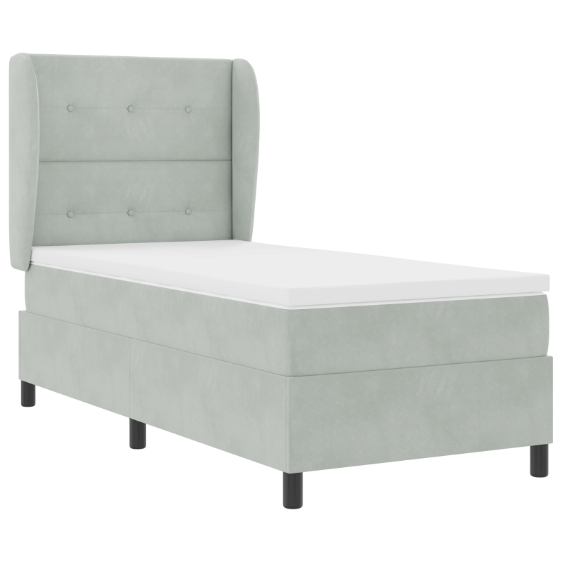 Boxspringbett mit Matratze Hellgrau 80x200 cm Samt