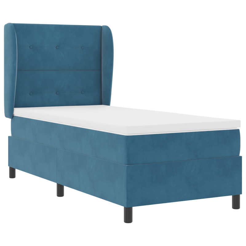 Boxspringbett mit Matratze Dunkelblau 90x190 cm Samt