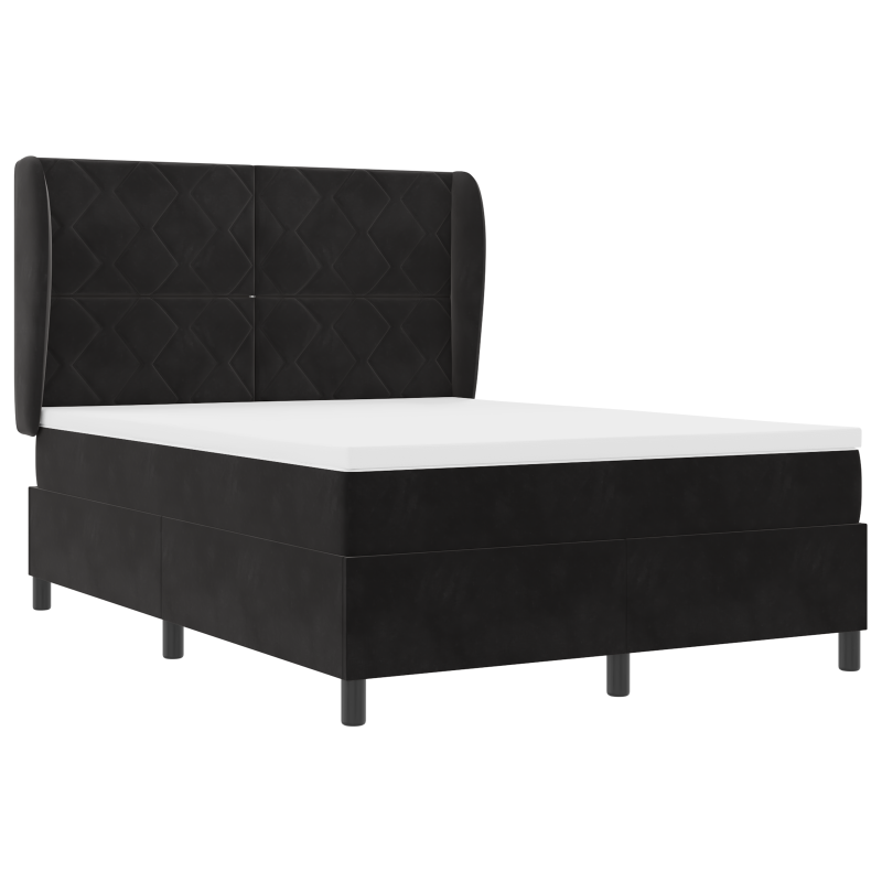 Boxspringbett mit Matratze Schwarz 140x200 cm Samt