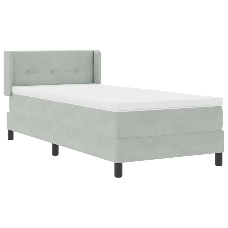 Boxspringbett mit Matratze Hellgrau 90x200 cm Samt
