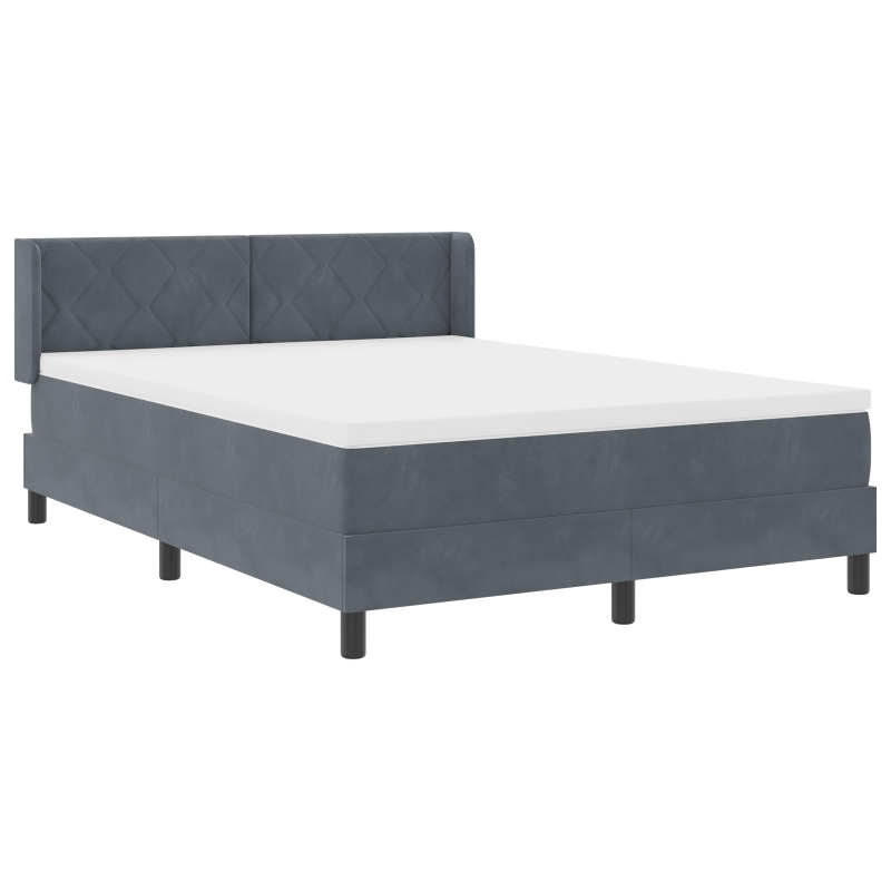 Boxspringbett mit Matratze Dunkelgrau 140x190 cm Velours