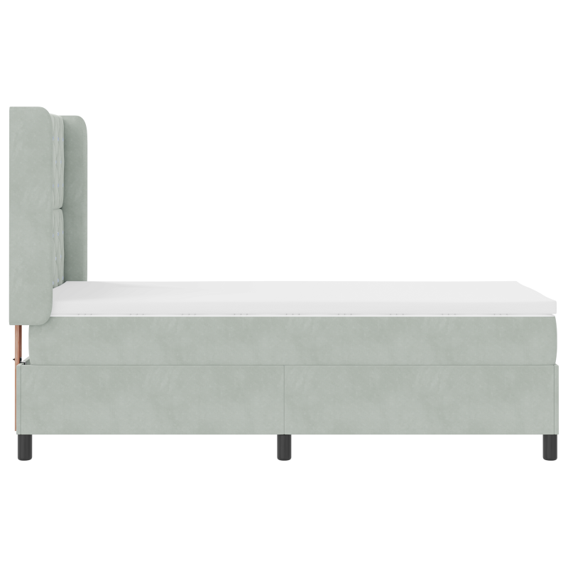 Boxspringbett mit Matratze Hellgrau 90x200 cm Samt