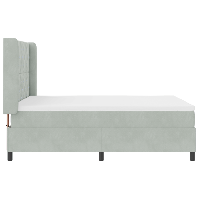 Boxspringbett mit Matratze Hellgrau 140x190 cm Velours