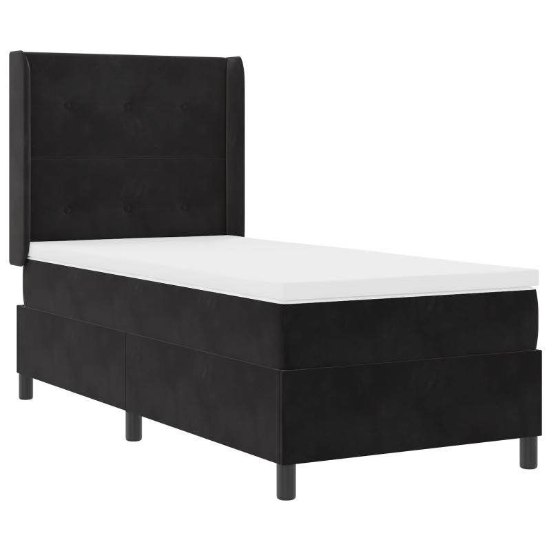 Boxspringbett mit Matratze Schwarz 80x200 cm Samt