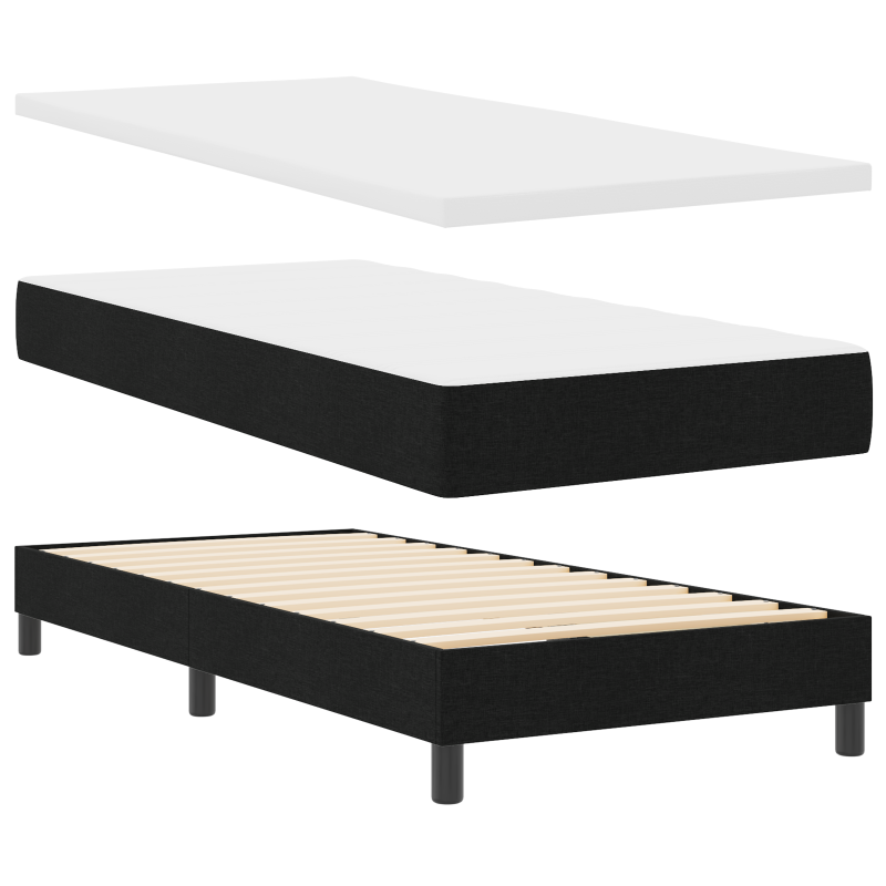 Boxspringbett mit Matratze & LED Schwarz 90x200 cm Stoff