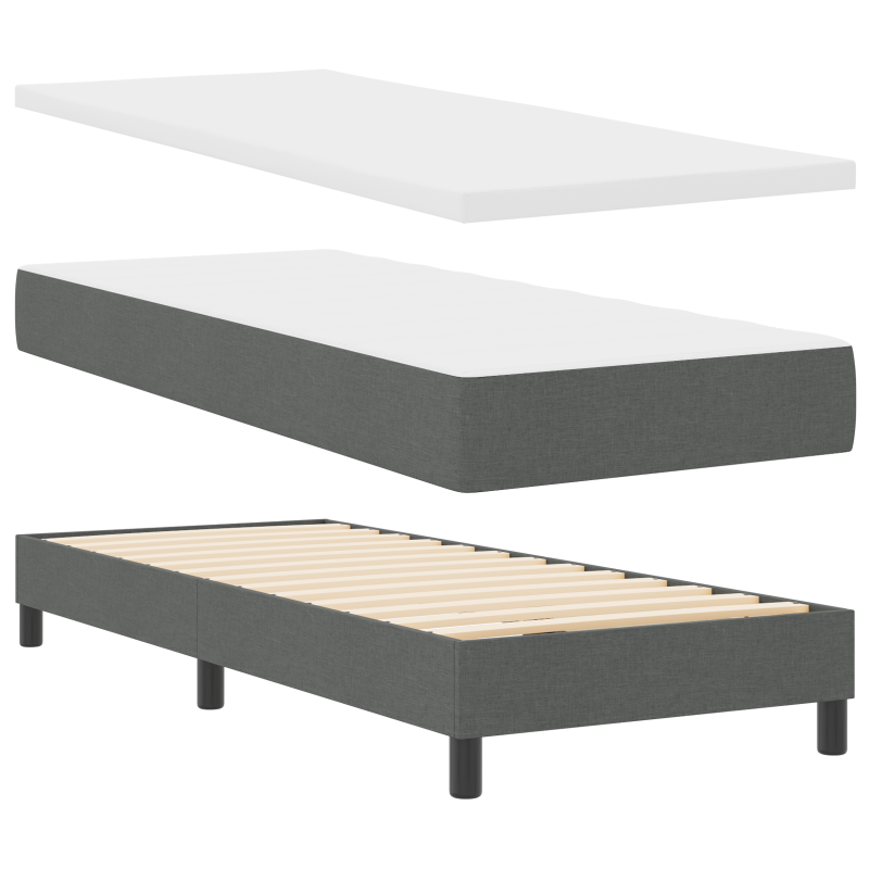 Boxspringbett mit Matratze & LED Dunkelgrau 80x200 cm Stoff