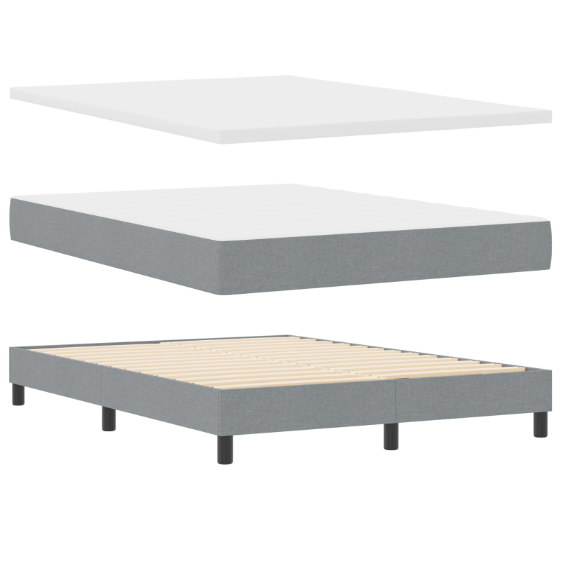Boxspringbett mit Matratze & LED Hellgrau 140x190 cm Stoff