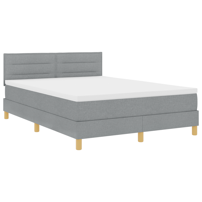 Boxspringbett mit Matratze & LED Hellgrau 160x200 cm Stoff
