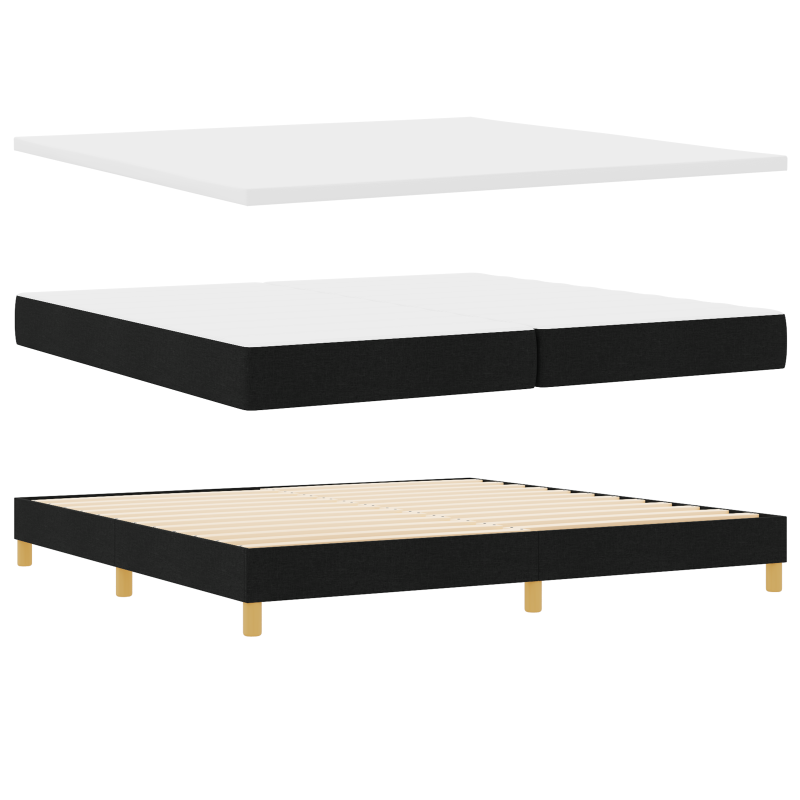 Boxspringbett mit Matratze & LED Schwarz 200x200 cm Stoff