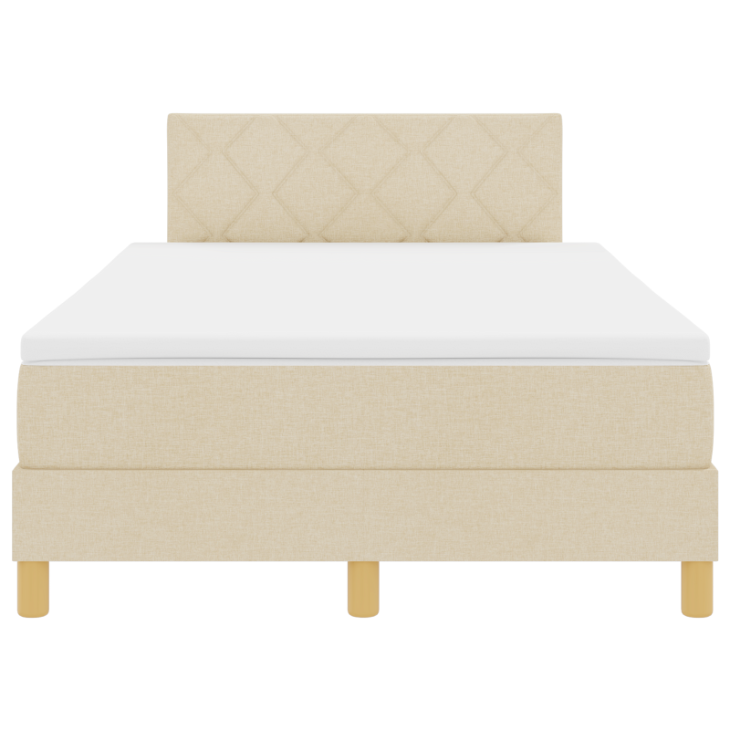 Creme Boxspringbett mit Matratze & LED-Lichtern 120x200 cm Stoff