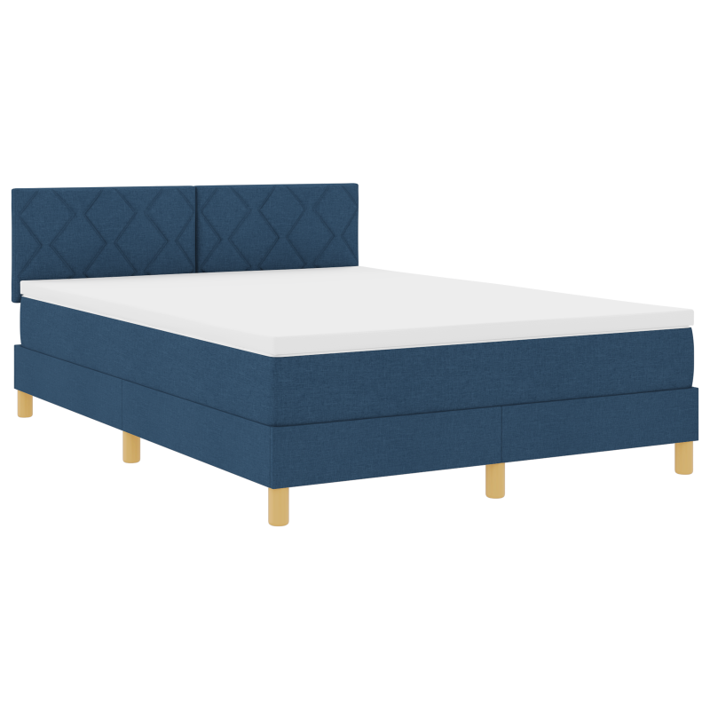 Boxspringbett mit Matratze & LED Blau 140x190 cm Stoff