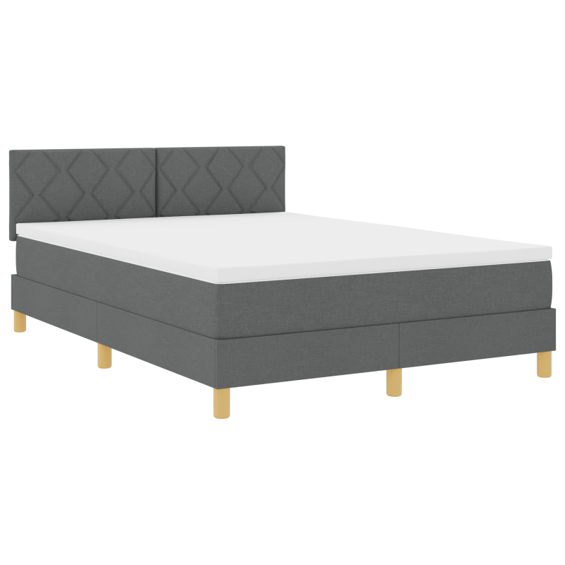 Boxspringbett mit Matratze & LED Dunkelgrau 140x200 cm Stoff