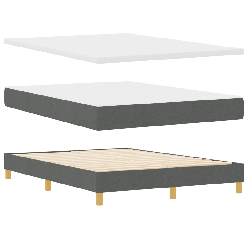 Boxspringbett mit Matratze & LED Dunkelgrau 140x200 cm Stoff