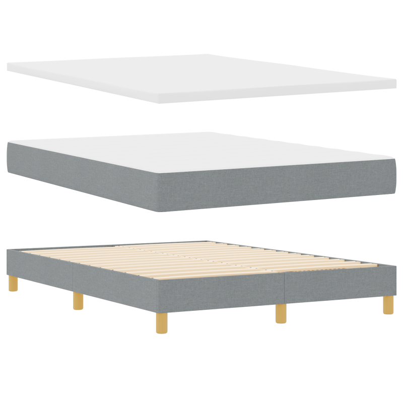 Boxspringbett mit Matratze & LED Licht Grau 160x200 cm Stoff