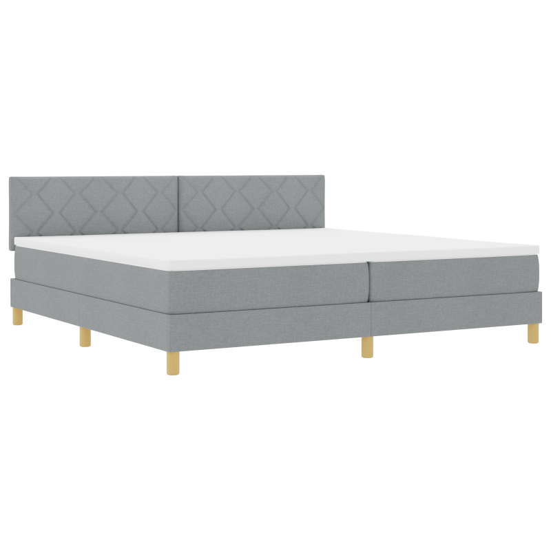 Boxspringbett mit Matratze & LED Hellgrau 200x200 cm Stoff