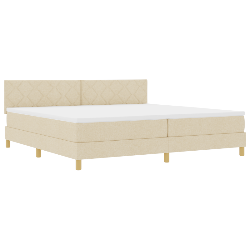 Boxspringbett mit Matratze & LED Creme 200x200 cm Stoff