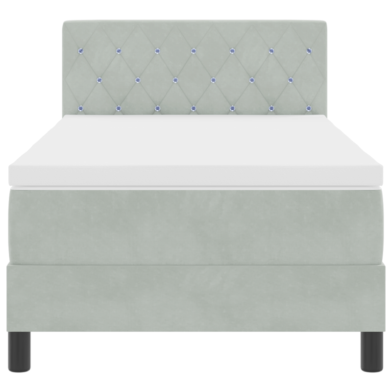 Boxspringbett mit Matratze & LED Licht Grau 90x200 cm Samt