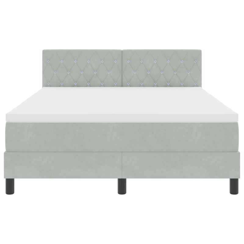 Boxspringbett mit Matratze & LED Licht Hellgrau 160x200 cm Samt