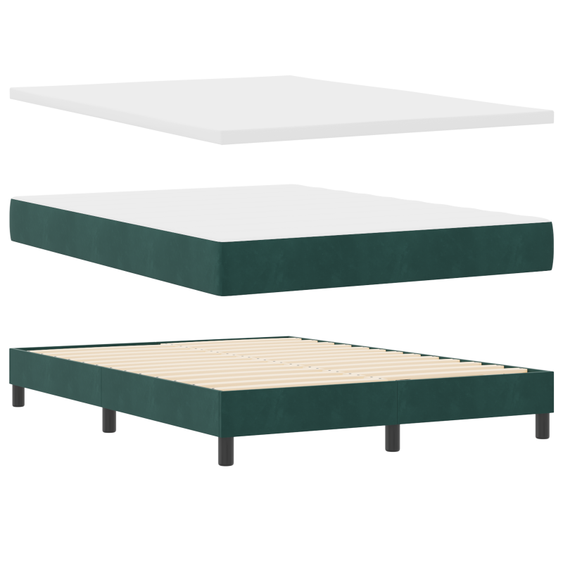 Boxspringbett mit Matratze und LED Dunkelgrün 160x200 cm Samt