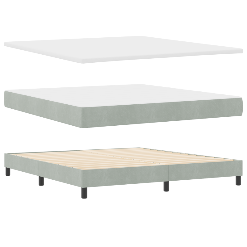 Boxspringbett mit Matratze & LED Licht Grau 180x200 cm Samt