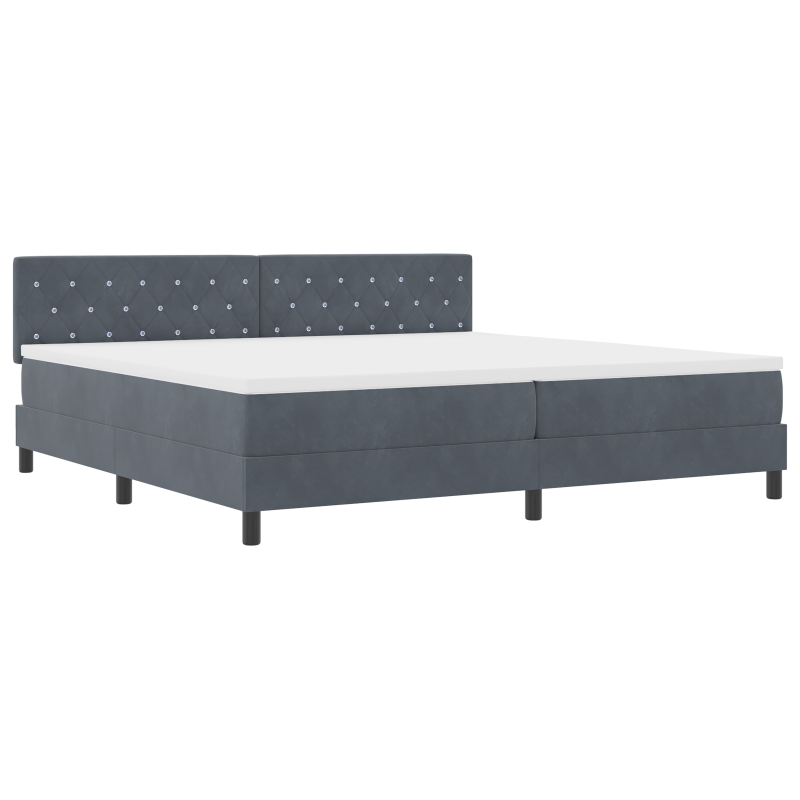 Boxspringbett mit Matratze & LED Dunkelgrau 200x200 cm Samt