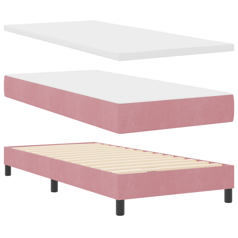 Boxspringbett mit Matratze & LED Pink 80x200 cm Samt
