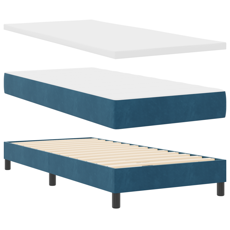 Boxspringbett mit Matratze & LED Dunkelblau 90x190 cm Velours