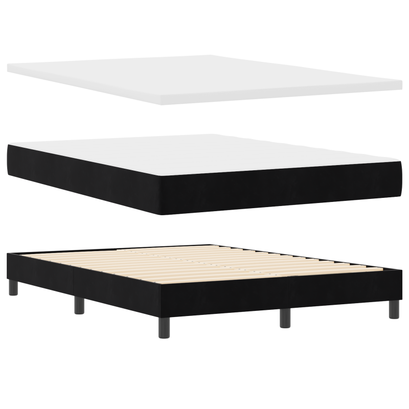 Boxspringbett mit Matratze & LED Schwarz 140x200 cm Samt